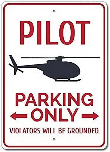 Wisesign Pilot Parking Metal Signs Decorative Retro Tin Sign Poster Plaque Home Deocr Funny Gifts , Pilot Gift, Pilot Decor, Hel