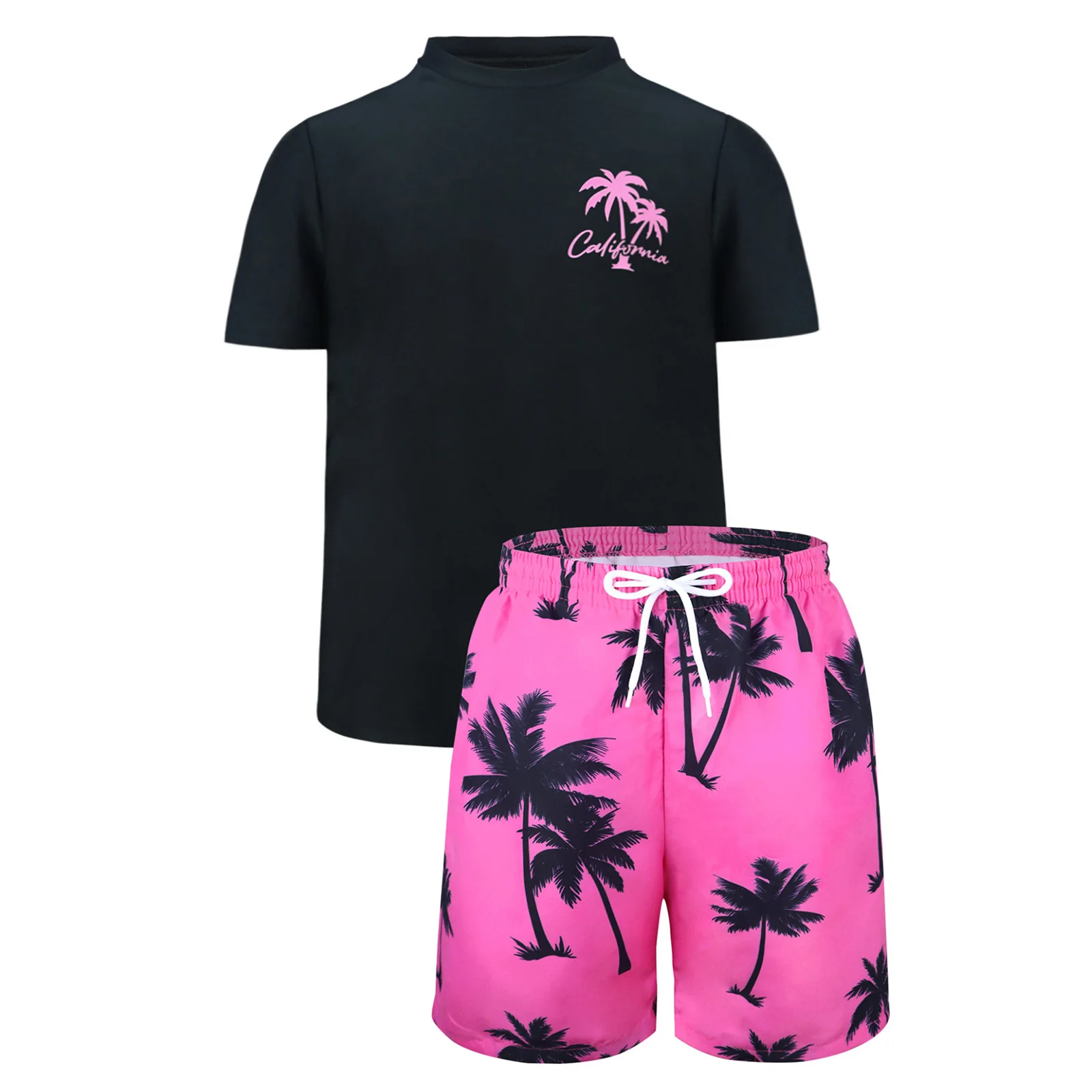 

Kids Boys Two Pieces Swimwear Trunks Outfit Set Short Sleeve Top with Knot Decorated Shorts for Swimming Bathing Beach Holiday