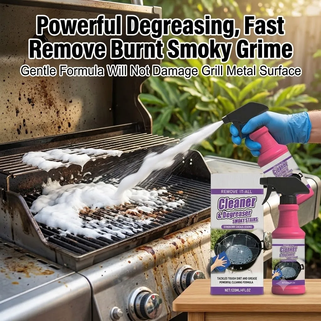 120ml BBQ Grill Cleaner Foaming Spray Remove Heavy Grease Smoky Carbon Stains Safe For Stainless Steel Cast Iron Barbecue Rack