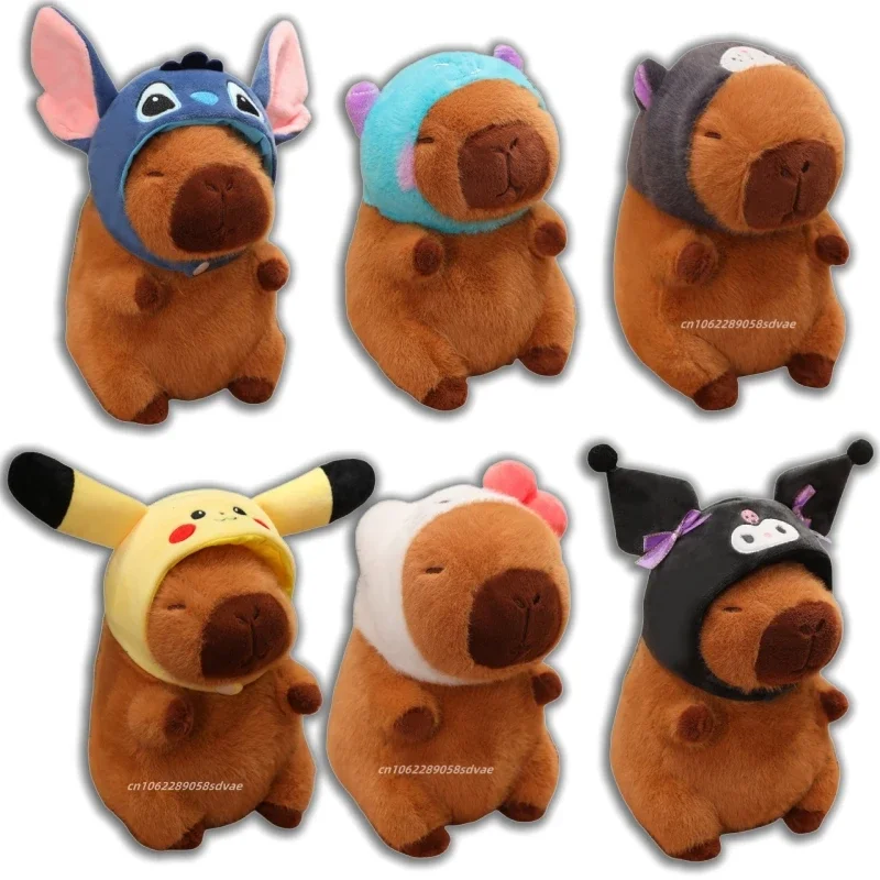 

Kawaii аниме капибара Пикачу стежка Люцифер кошка шляпа плюшевая игрушка креативные мягкие игрушки капибара кукла сумка для девочек кулон подарки