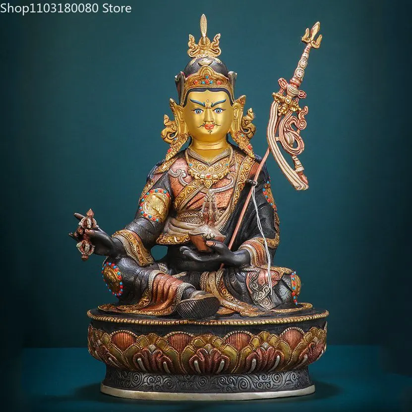 37cm Nepal hand Red Copper Padmasambhava buddha statue Tibet buddhism Guru Rinpoche 