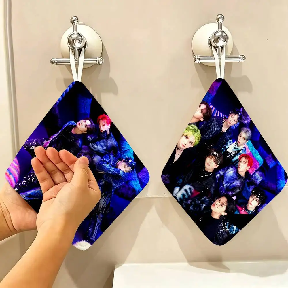 Kpop Group A-Ateez Multi-scene Polyester Cotton Towel, Hanging Hand Wiping Cloth for Kitchen Bathroom Hotel