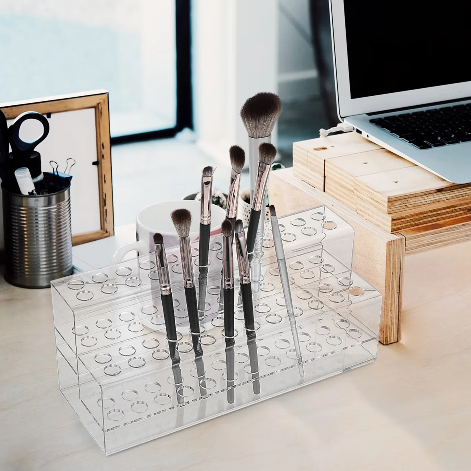 

Acrylic Pen Storage Display Stand Organizer for Cosmetics Makeup Lipsticks Brushes Stationery Supplies Pen Holder Station