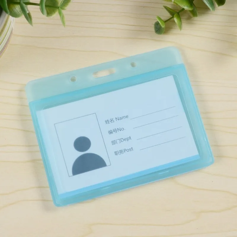 Plastic Transparent Badge Holder Staff Work Card Cover Case Horizontal Employee's Pass Card Case Sleeve ID Tag