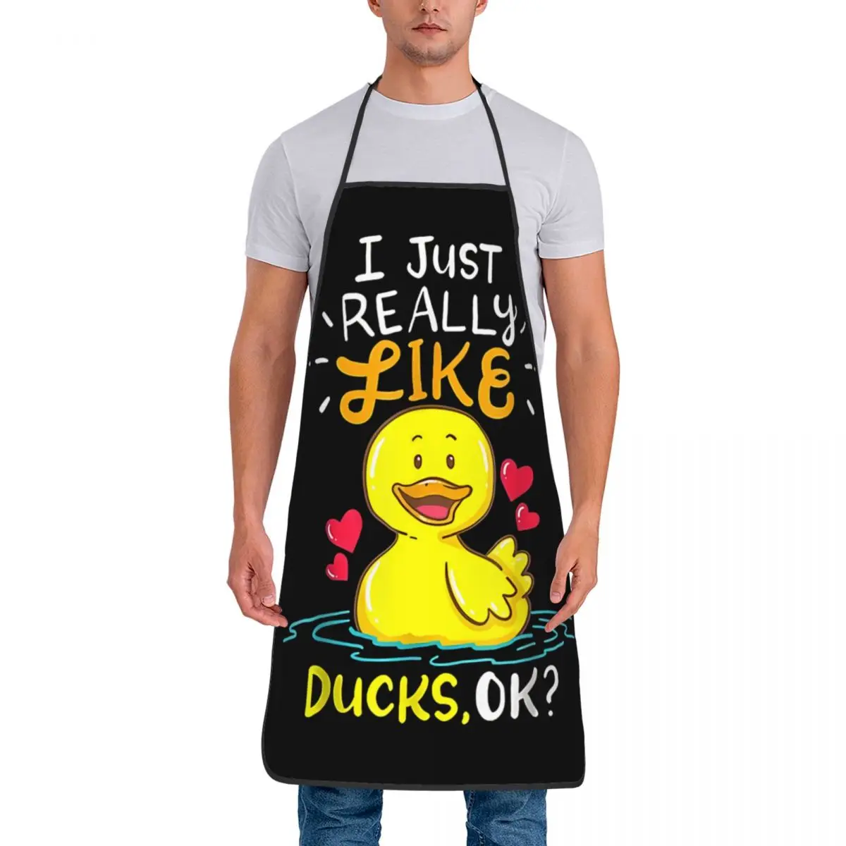 Unisex I Just Really Like Bib Apron Adult Women Men Chef Kitchen Chef Cooking Baking Bib Rubber Duck Painting