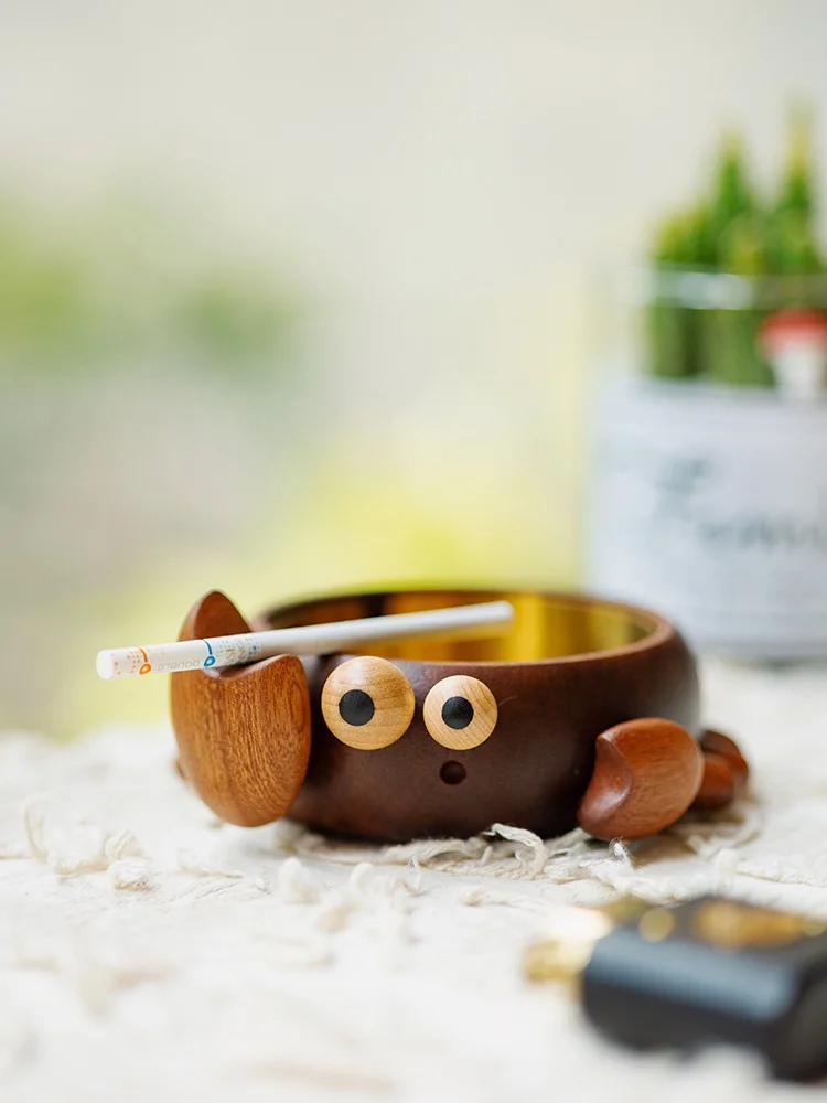 

Creative Crab Shape Real WoodEbony Ashtray Office Home Decor Gift for Men Handmade by Craftsman Workshop