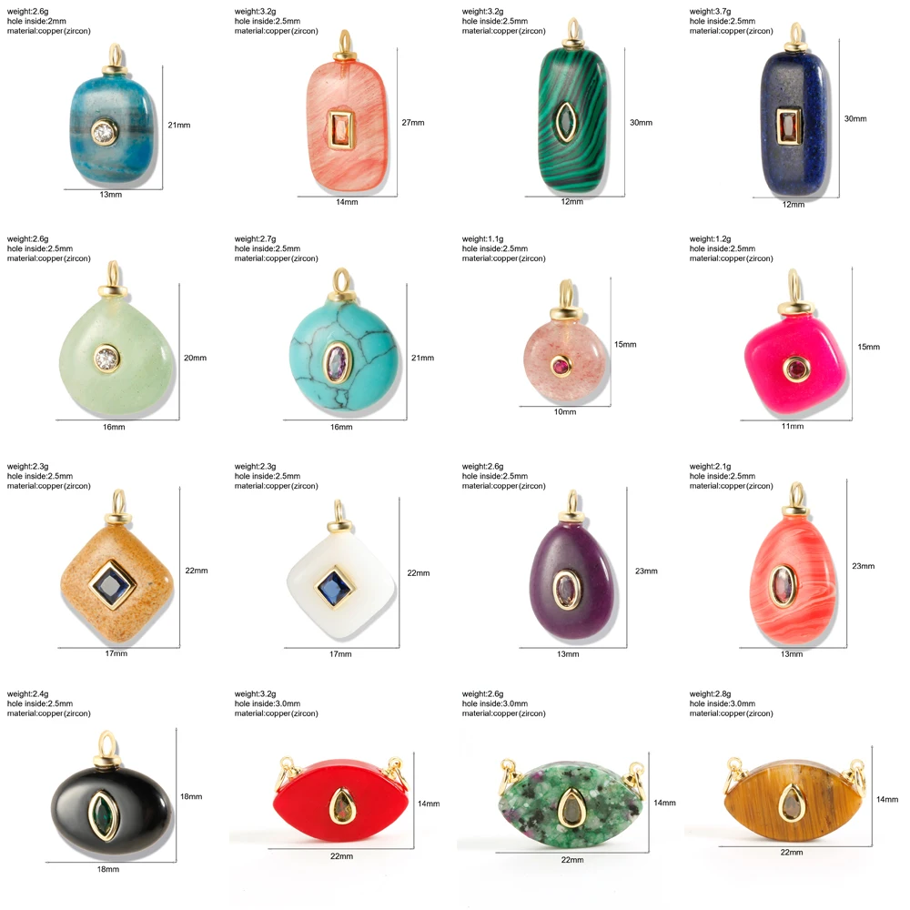 Colored Stones Charms For Jewelry Making Supplies Zircon Gold Color Bling Diy Earring Necklace Bracelet Keychain Accessories