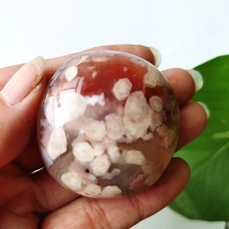 

Natural Cherry Blossom Agate Crystals Palm Stone Spiritual Meditation Treatment Stone Yoga Exercise Feng Shui Crystal Room Decor