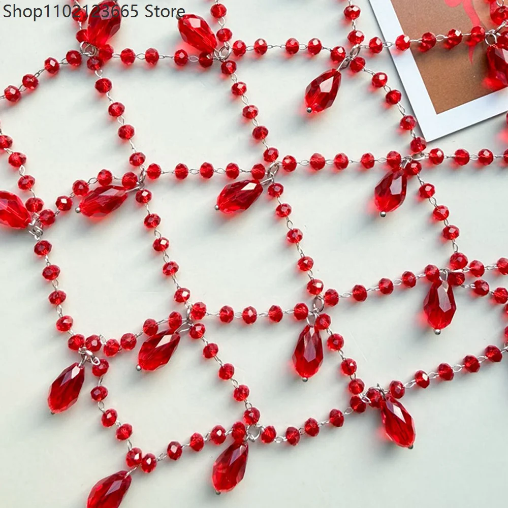 Elegant Red Pendant Tulle Headpiece Gatsby-style Hair Woman Accessory Cosplay Bohemian Fringe Crystal Headband Wedding Prop 2026 view 4