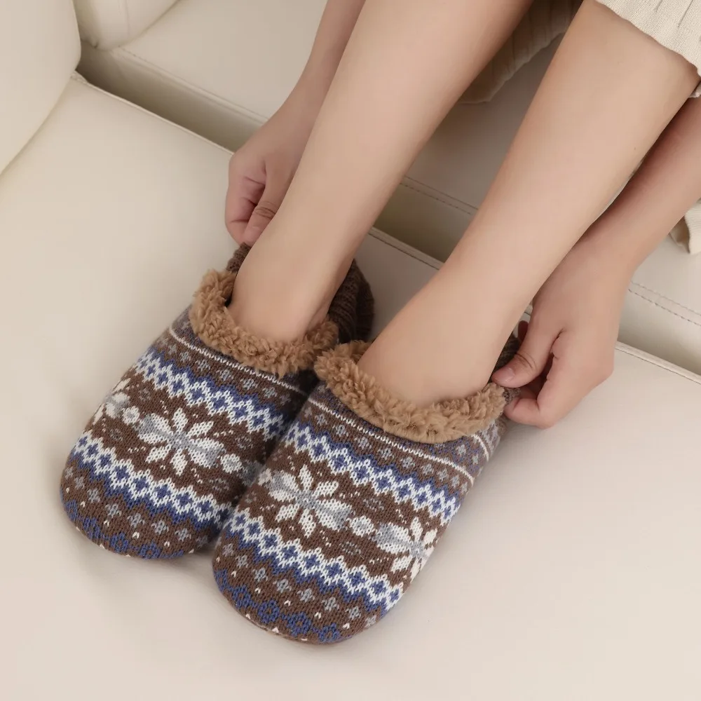 

Sweet Knitted Winter Floor Socks Snowflake Anti-slip Thicken Socks Soft Hosiery Fleece Sleeping Socks Women