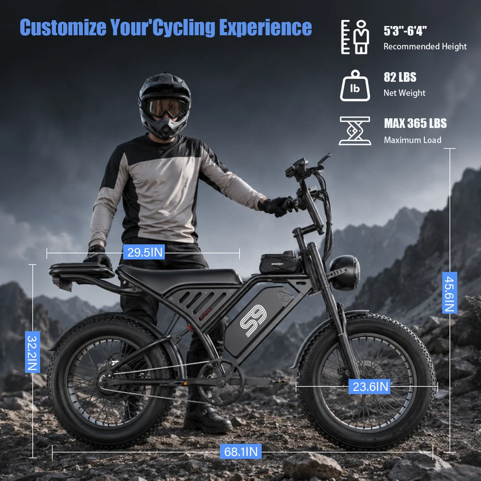 ASKGO Fat Tire Electric Bike for Adults & Teens, 1500W Peak Motor, Up to 36 MPH & 65 Miles Range, 20"×4" All-Terrain Electric Dirt Bike, 48V 20AH Removable Battery, Dual Brakes, Off-Road Ebike with NFC Unlock image 7