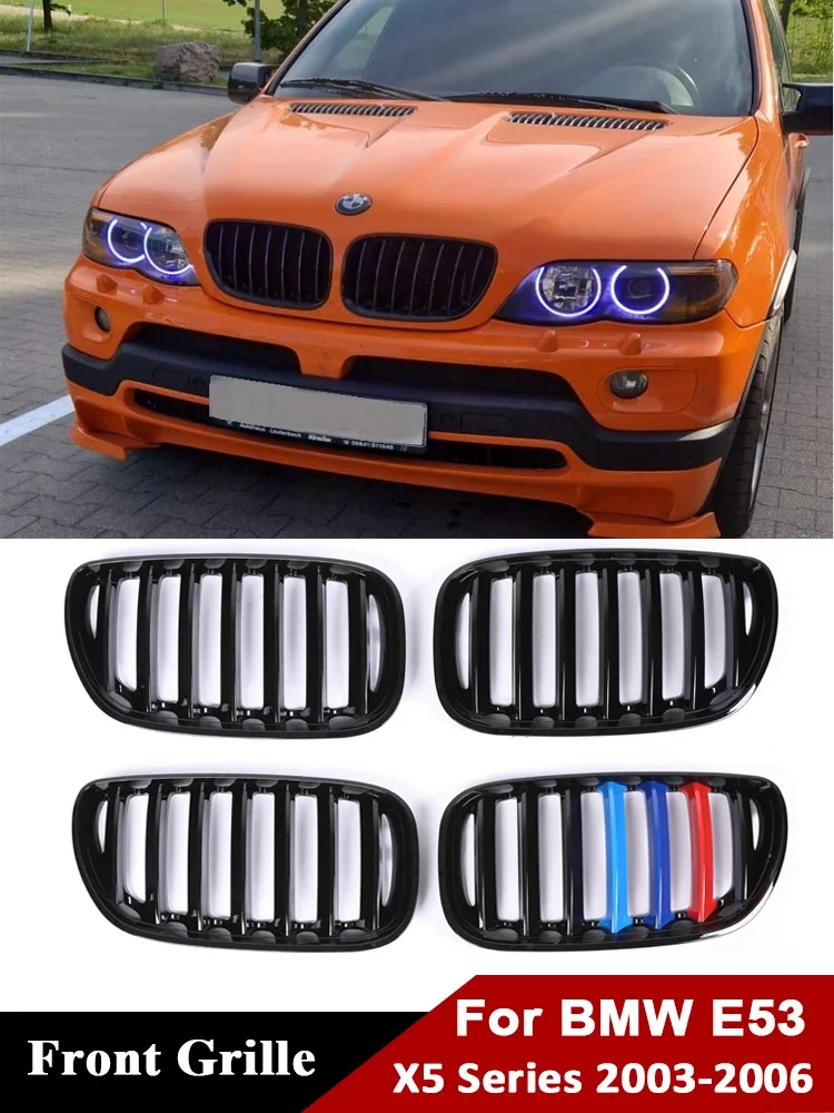 Front Bumper Kindey Grille M Style Inside Single Slat Black Grills Cover 2003 2004 2005 2006 For BMW X5 E53 X5M Car Accessories