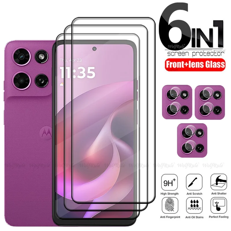 6 في 1 لموتورولا موتو G 2026 زجاج ل موتو G 2026 الزجاج المقسى 9H غطاء كامل الغراء حامي الشاشة موتو G 2026 عدسة الزجاج