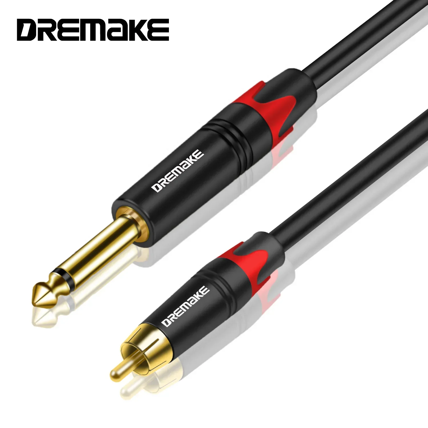 DREMAKE Audio Cable TS do RCA 6.35mm 1/4 Cal męski na RCA żeńskie (męskie) kable do gitary elektrycznej elektroniczne lub bębnowe pozłacane