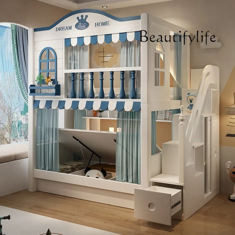 

Children's bed Bunk bed Upper and lower bunk High guardrail Boys and girls Tree house bed High and low children mothers Uppe