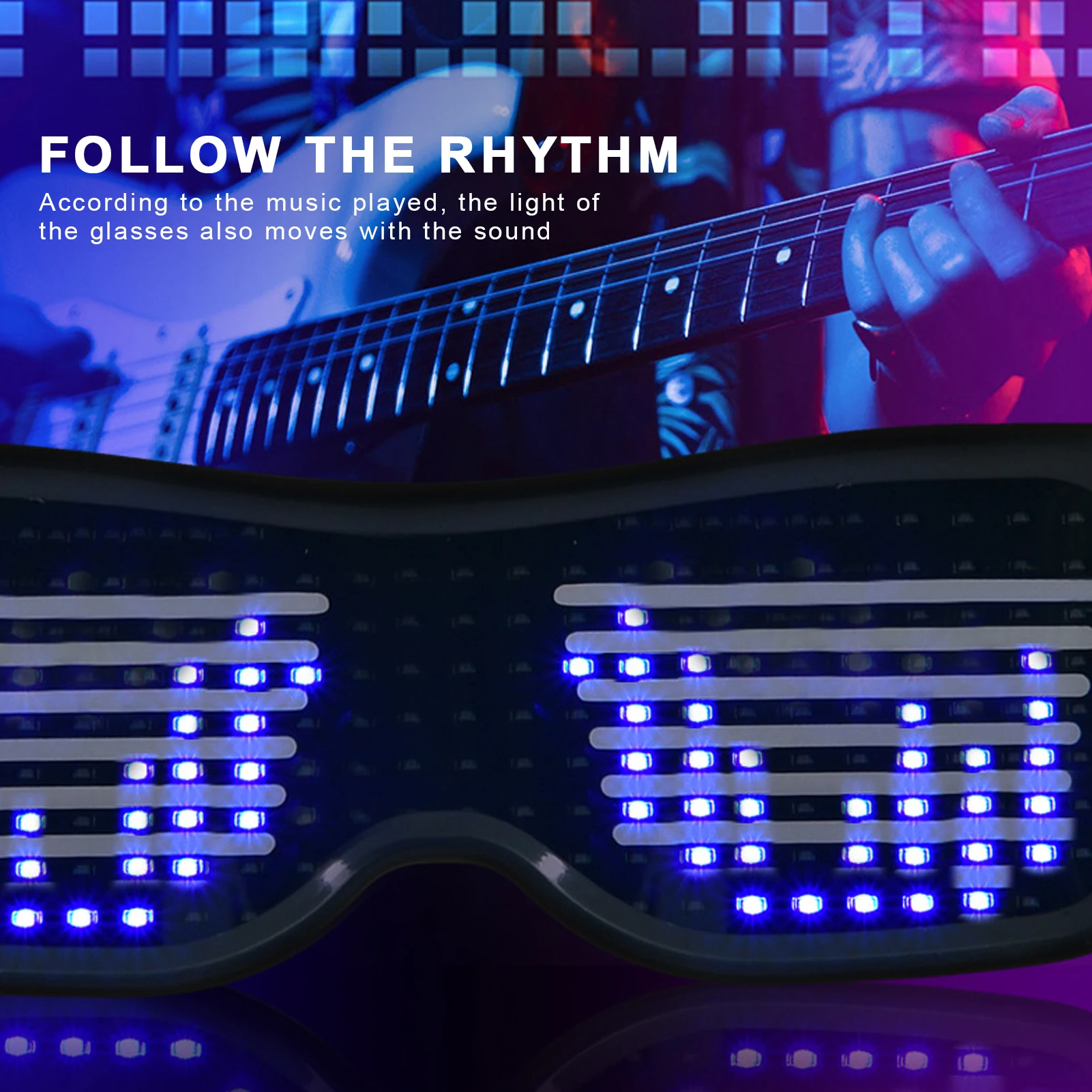 ZK50 Gafas LED Control por aplicación Gafas inteligentes DIY Carga USB para Party Club DJ Halloween Navidad