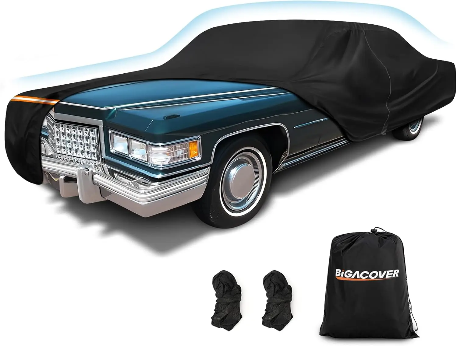 

Водонепроницаемый ветрозащитный автомобильный чехол для Cadillac Deville 1959-1984 седана с дверной молнией, защита от любых погодных условий