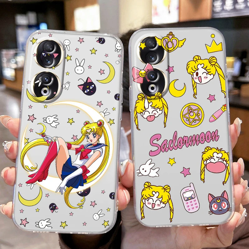 Sailors Moons Rabbit Girl Cat Cute for Honor 90 Lite 200 Pro X5 Plus Phone Case Anime Silicone Printed Transparent Clear Cover