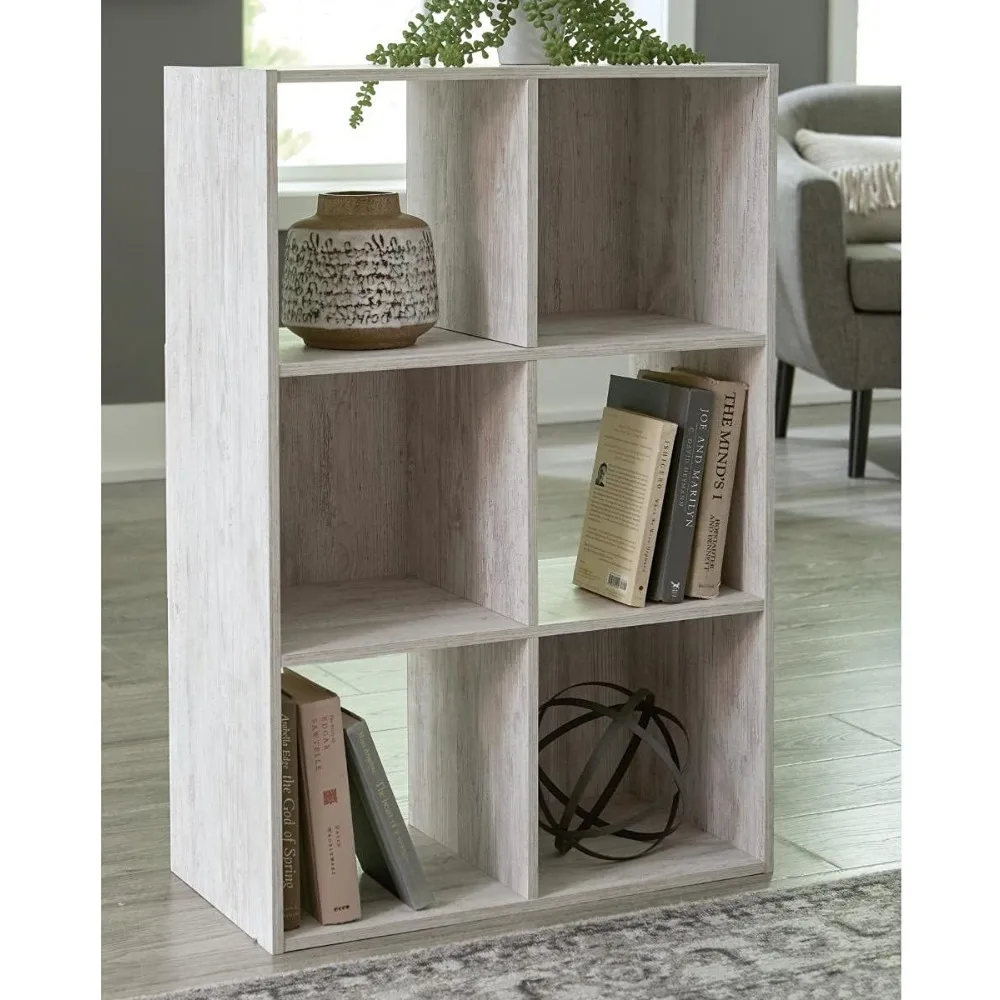 Paxberry Coastal 6 Cube Storage Organizer or Bookcase, Whitewash