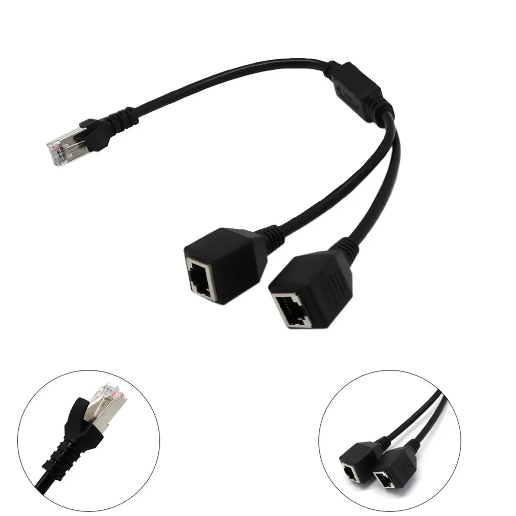 

RJ 45 1 Male to 2 Female Socket Port LAN Ethernet Network Splitter Y Stable Transmission Cat5e Cat5 Cat6 Easy Adapter Cable