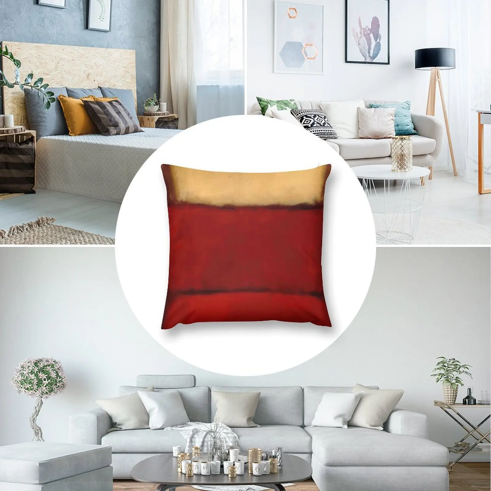 Juste de coussin décorative pour canapé, taie d'oreiller, rouge, marque Rothko, 1964