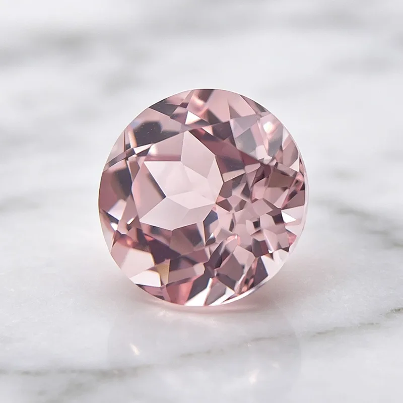 Laborgezüchteter Saphir in Runder Form, Sakura-Rosa Farbe, Edelstein für DIY-Ringe, Halsketten und Ohrringe, Wählbar mit Zertifikat – Detail 3