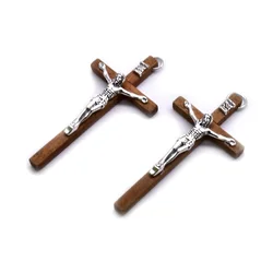 Wooden Crucifix Pendant Religious DIY Jewelry Accessories Hand Cross