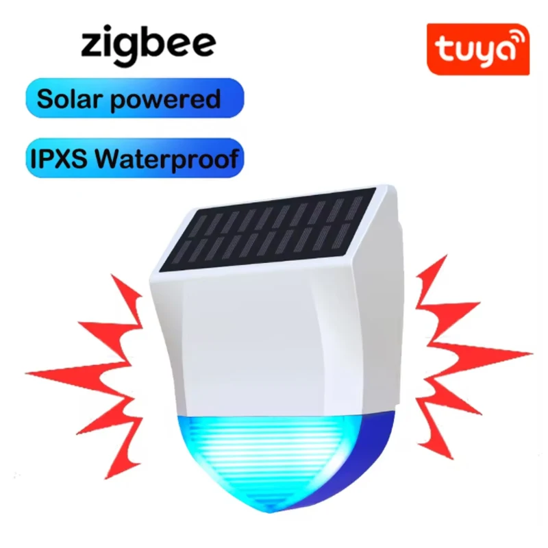 Tuya Smart Zigbee/Wifi Siren Alarm Waterproof Outdoor With Solar And USB Power Supply Optional 95dB Remote Control