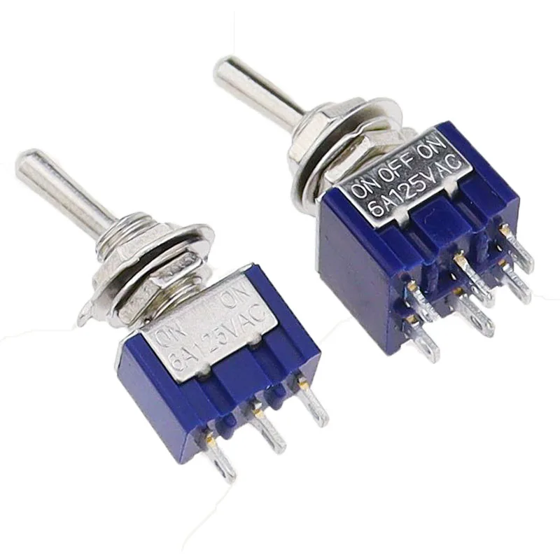 5 sztuk ON-OFF-ON ON-ON3 PIN/6PIN 2/3 pozycja Mini zatrzaskowy przełącznik dwupozycyjny AC 125 V/6A 250 V/3A MTS-102 MTS-103 MTS-202 MTS-203