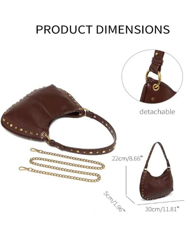 فاسق نمط برشام تصميم جلد ناعم تحت الإبط حقائب النساء بلون حقيبة كتف عادية سعة كبيرة حقائب يد للسيدات Bolsas