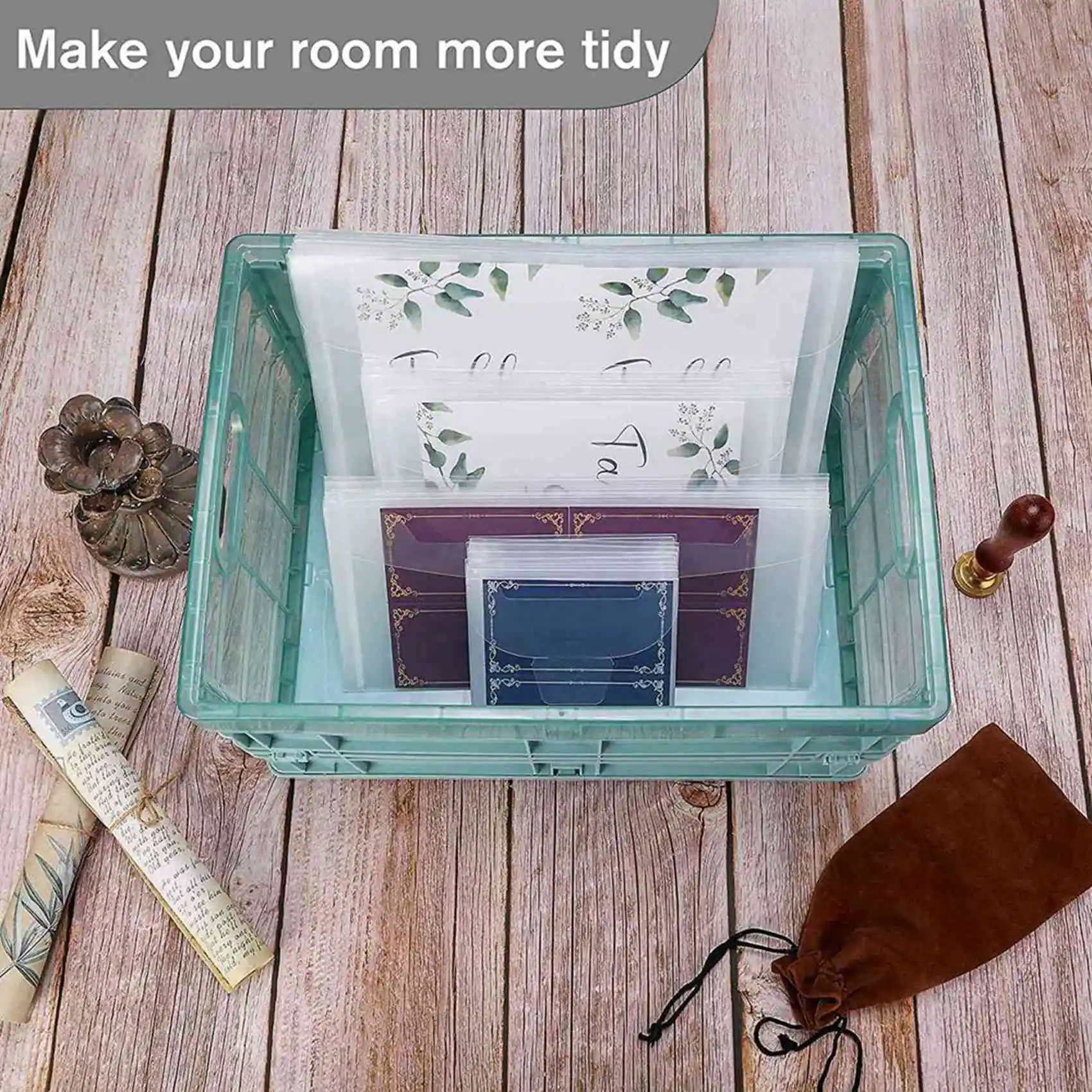 B62B-60 Pcs Clear Stamp And Die Storage Bag Resealable Storage Pocket Large Envelope Case For DIY Scrapbooking Paper Card