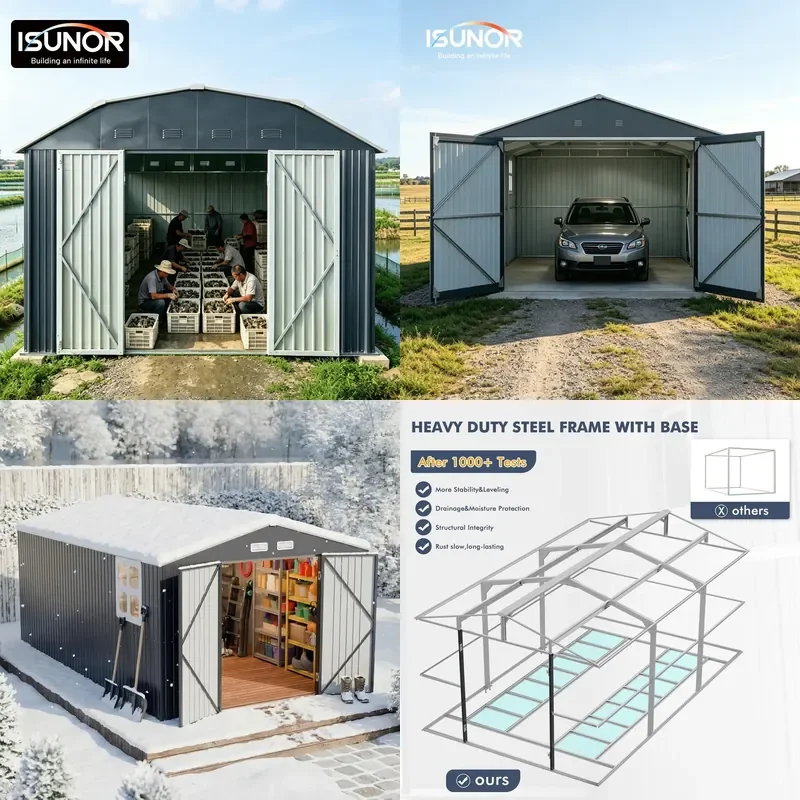 For Large Iron Storage Rack Heavy Duty Metal Shelving Unit for Garage Garden Warehouse Yard Outdoor Tool Room Simple Sundries