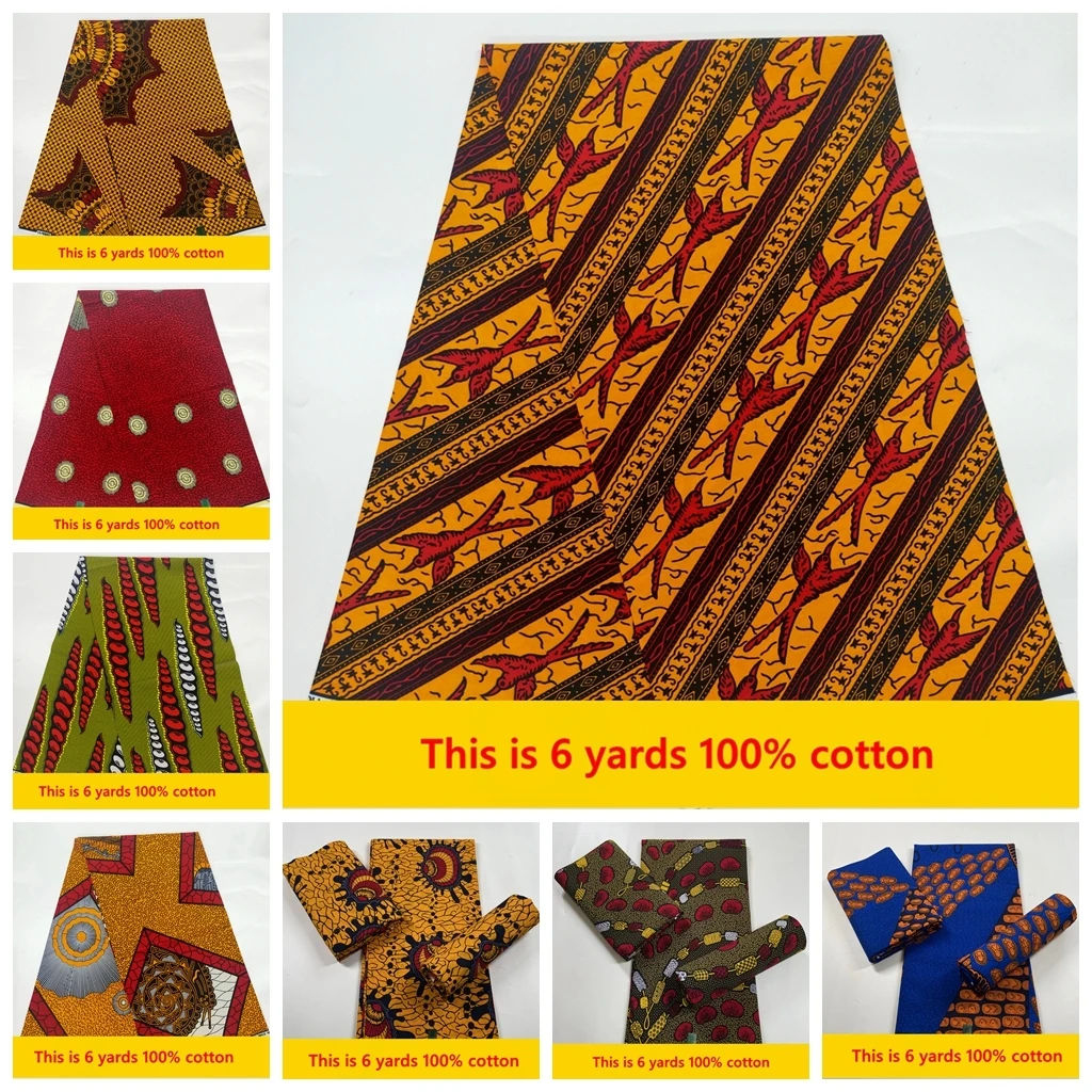 Wholesale price! 2024 High Quality African Real Wax prints Fabric Veritable Ankara wax Nigerian style 6 yards/pcs 100% cotton