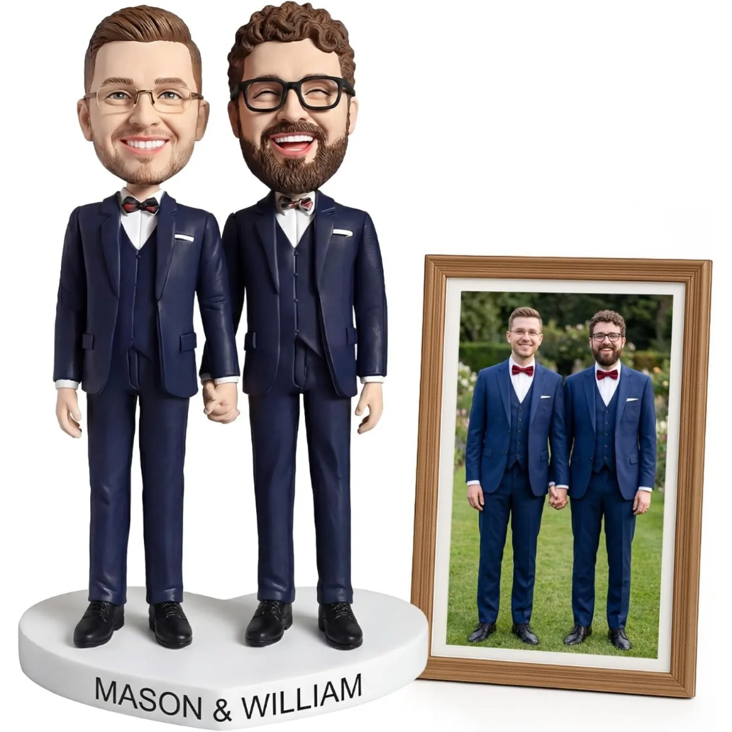 Custom Bobble Head Tuxedo Couple 7 8 9 Inch Personalized from Photos Handmade Clay Figurine Wedding Anniversary Gift Keepsake