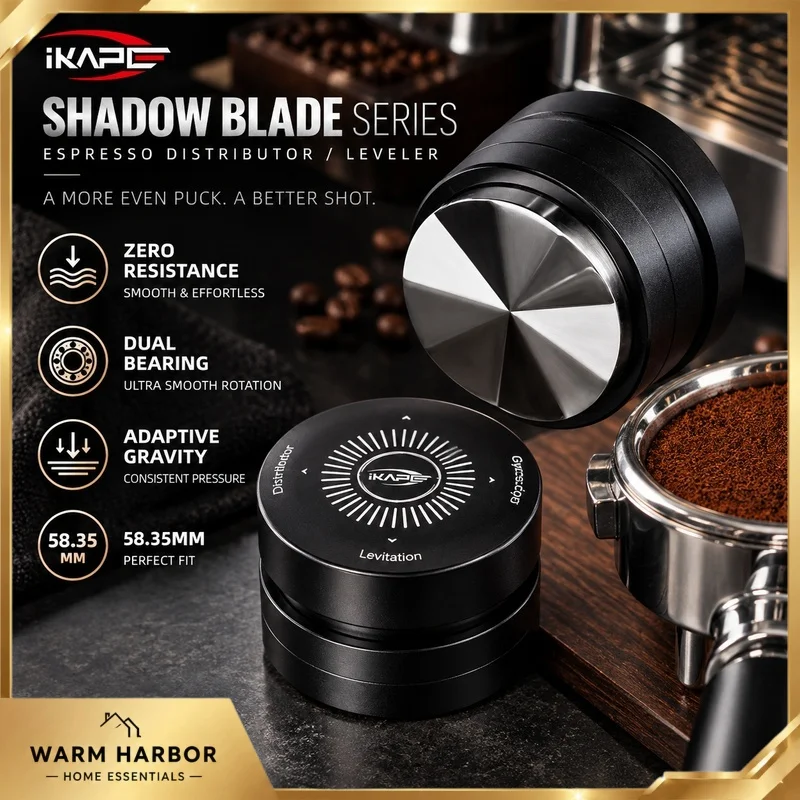 Ikape Shadow Blade Series Zero Resistance Coffee Distributor Dual Bearing Adaptive Gravity Espresso Leveler Barista Accessory