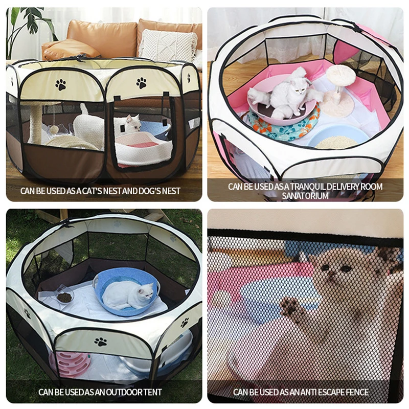 Cat delivery room Foldable cat carrier Pet pen tent cat litter Cat delivery room octagonal cage