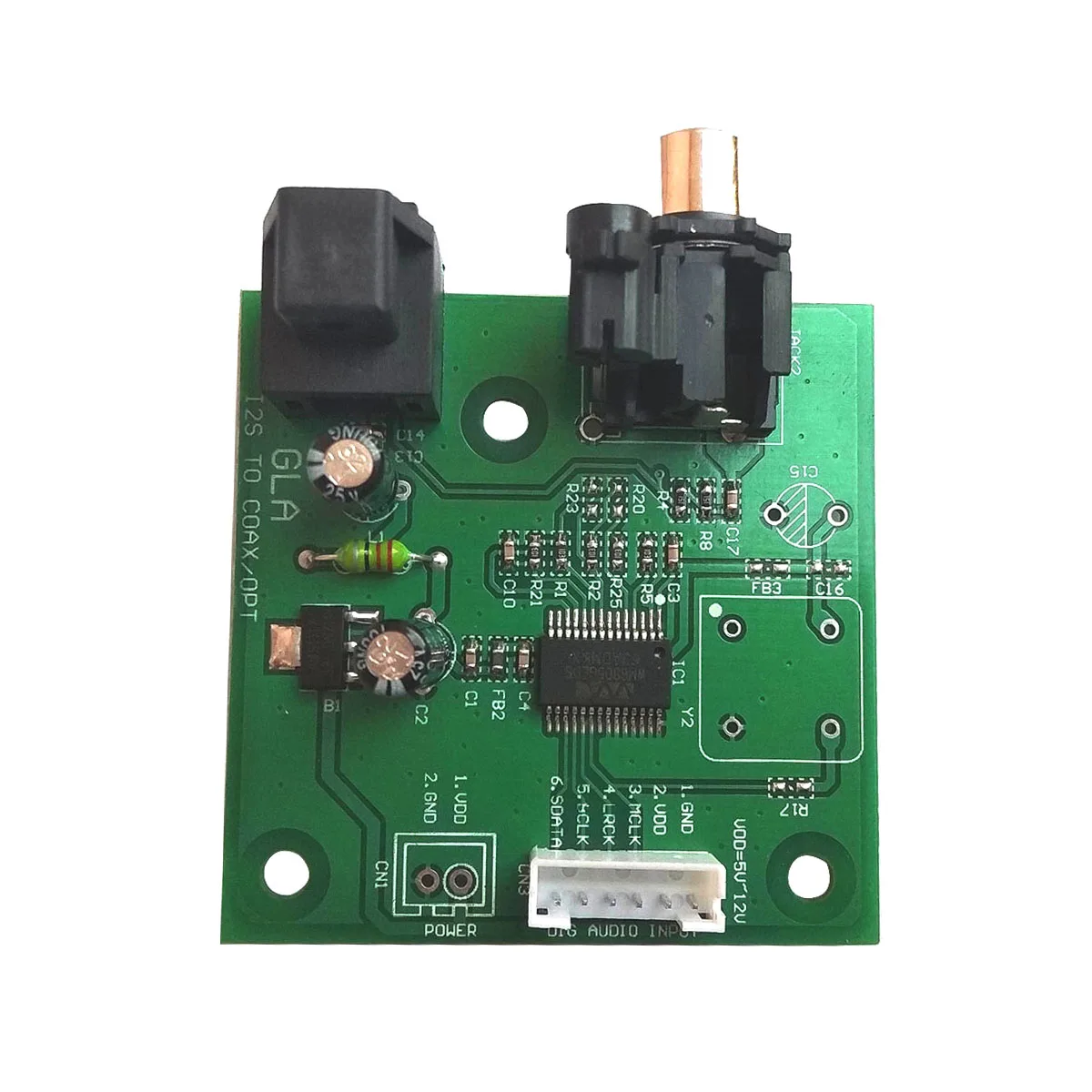 I2S to SPDIF coaxial Fiber output board/IIS input coaxial output support sampling 44.1K~192K I2S to COAX OPT