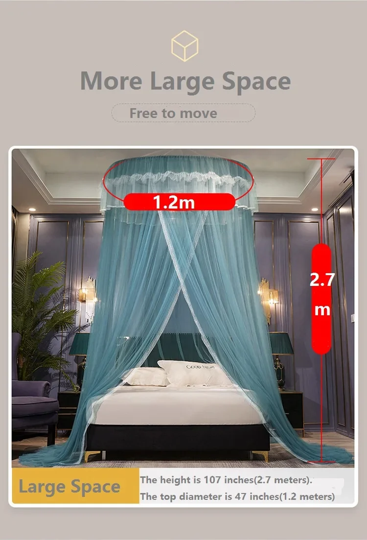 Princess Bed Canopy Round Lace Dome Baby Kids Crib Netting Game House Canopy Tent To Keep Mosquito Flies Bites Insects Away