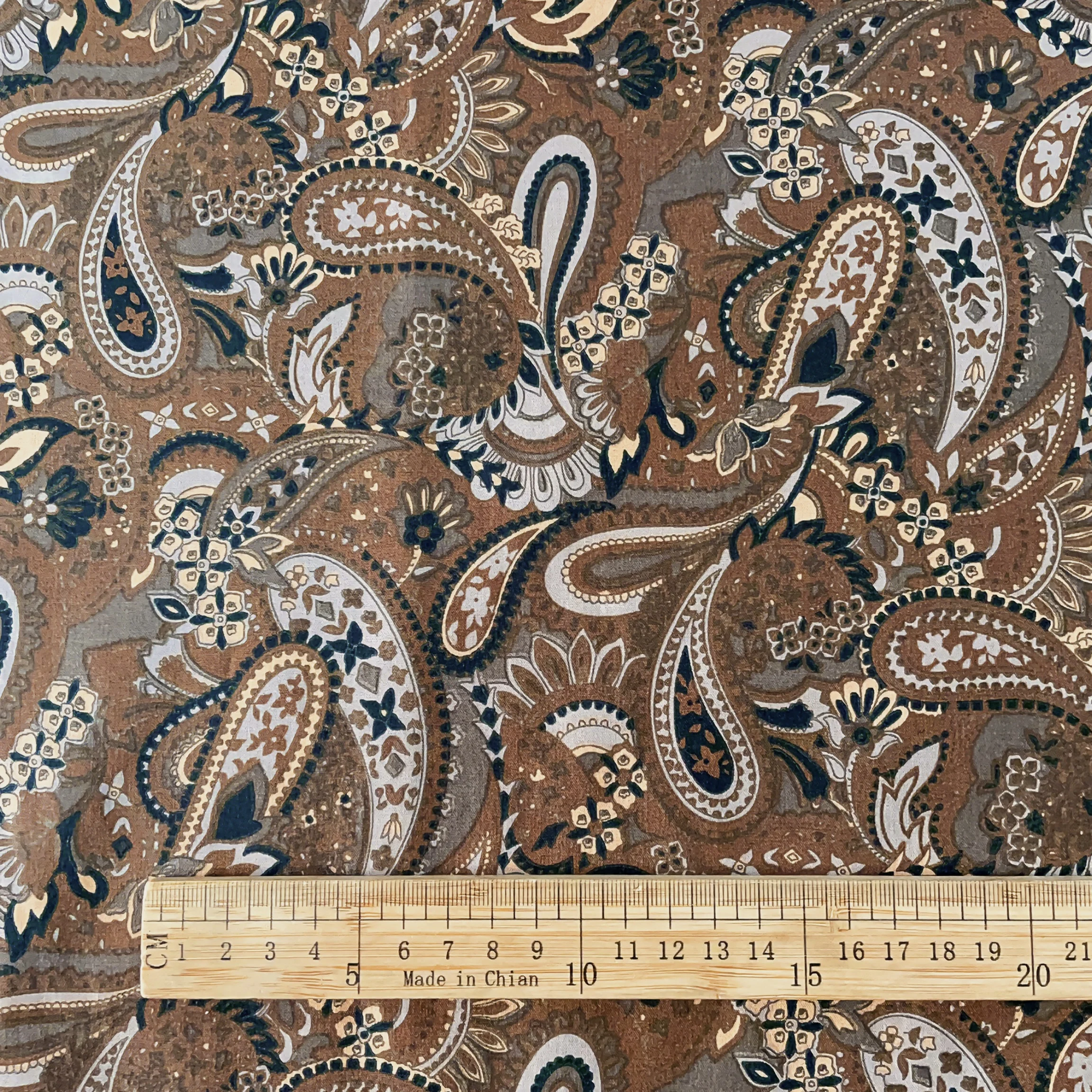 Vintage Brown Paisley Print Fabric 100% Cotton Soft Breathable Material for Sewing Dresses Shirts Home Decor DIY Craft Projects