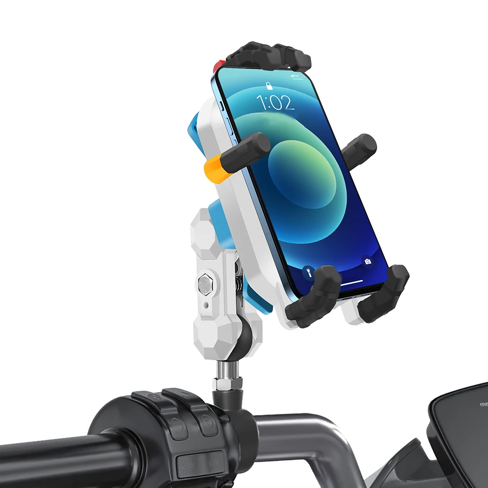 Motorcycle for smartphone Holder with Aluminum Alloy Frame PC Housing and 360 Degree Adjustable Ball for Positioning