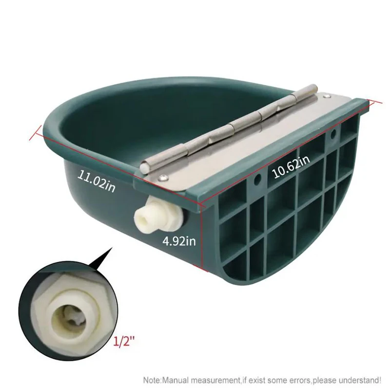 Stainless Lid Dark Green Color Cow Cattle Automatic Water Bowl for Cow Horse Sheep Drinking Water Bowl with Large Float-ball