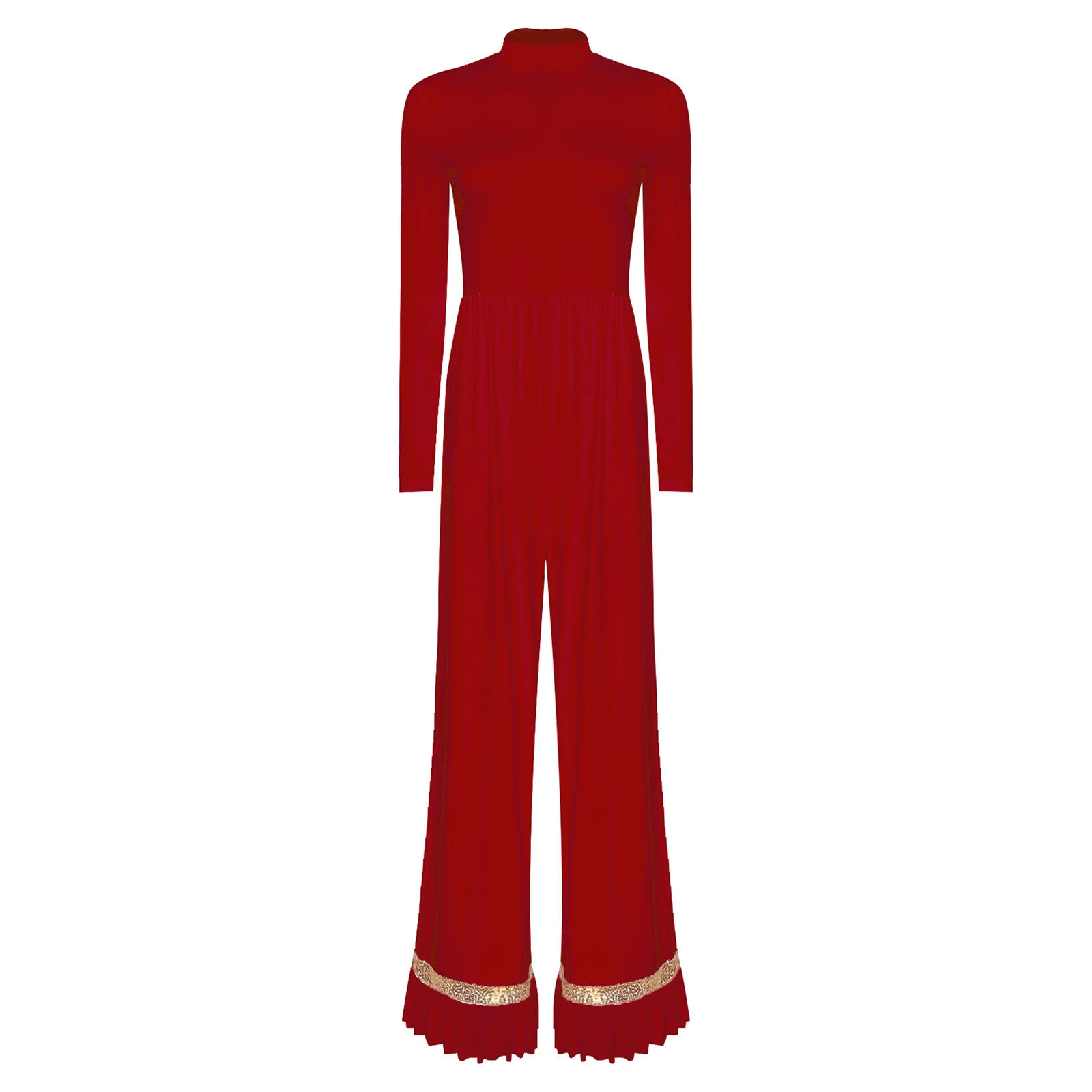 Vrouwen liturgische lof lyrische dansjurken losse pasvorm volledige lengte jumpsuit lange mouw aanbidding kerk kostuum prestatiekleding