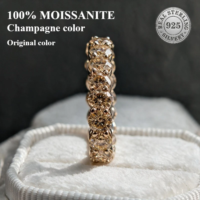 100% moissanite wedding eternal wedding ring for women champagne diamond ring wedding band diamond ring vvs1 CZ  5mm 7carat