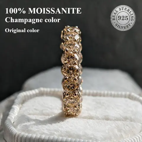 100% moissanite wedding eternal wedding ring for women champagne diamond ring wedding band diamond ring vvs1 CZ  5mm 7carat