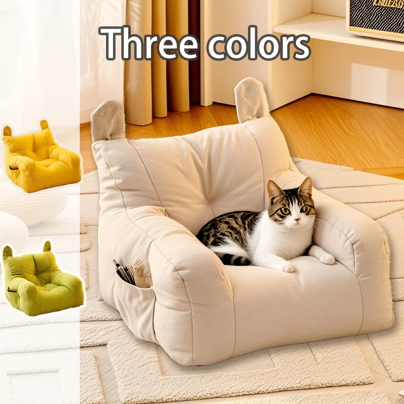 

Orthopedic Plush Cat & Small Dog Sofa Bed - 3 Color Options with High-Density Cushion | Modern Linen-Blend Pet Bed for Living