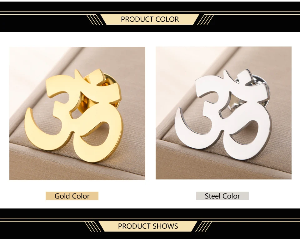 Dawapara Sanskrit Symbol Om Aum Ohm Brosche Yoga Schmuck Hindu Spirituelles Amulett Edelstahl Anstecknadeln – Detail 3