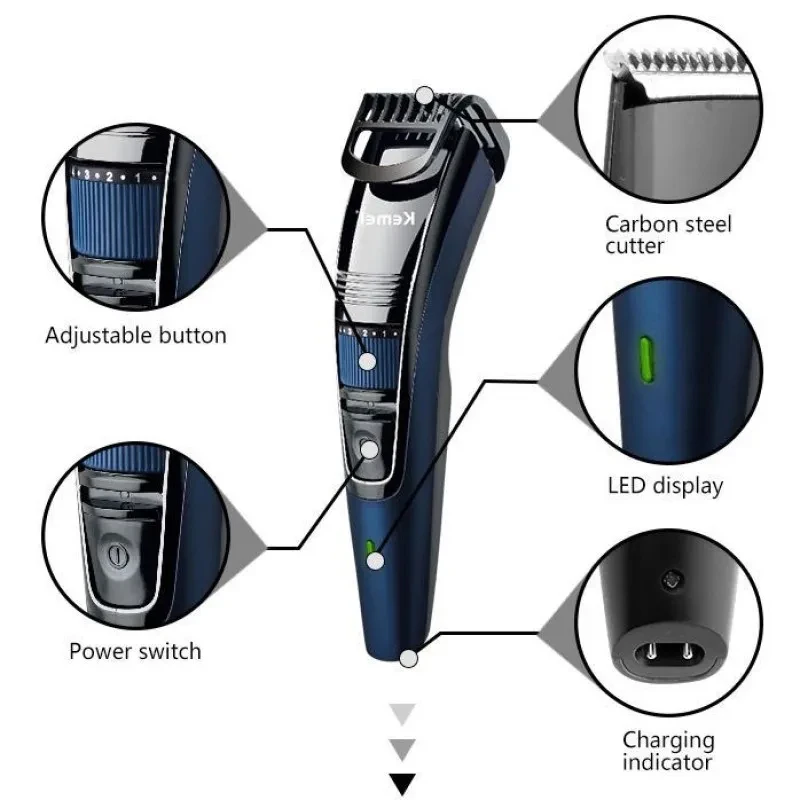 Kemei KM-632 Men Electric Shaver Professional Beard Trimmer For Men Hair Trimmer Grooming Electric Shaver Head Cutter Machine