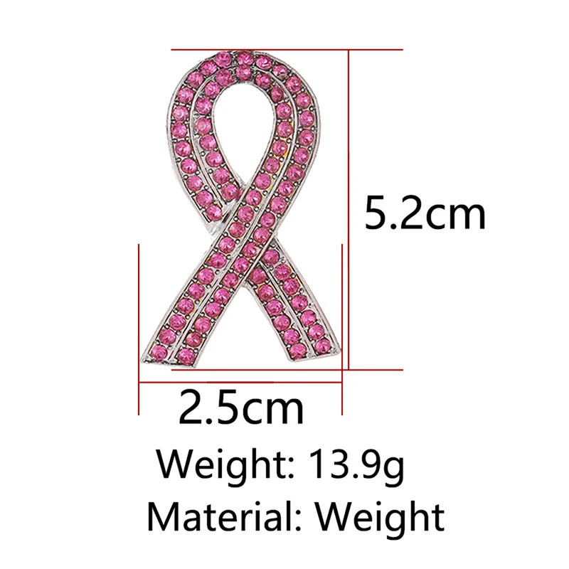 Ribbon Breast Cancer Awareness Enamel Lapel Pin Pink Ribbon Glitter Filled Women\'s Brooches Metal Badge Pins Fundraisers Events