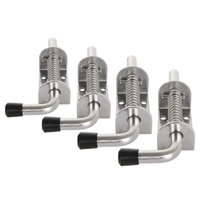 

12 Pack 5 Inch Spring Loaded Latch Pin 304 Stainless Steel Barrel Bolt Thickened 2Mm Door Lock, Brushed Finished