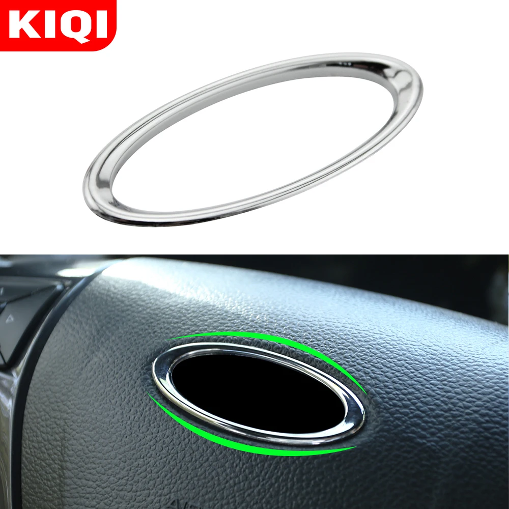 KIQI ABS Car Steering Wheel Logo Circle Trim Sticker Stainless Steel Stickers for Ford Ranger 2015 2016 2017 2018 2019 2020